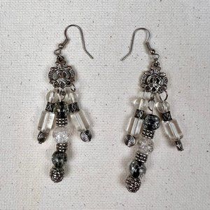 Boutique Handmade Crystal Chandelier Silver Dangle Drop Bohemian Earrings